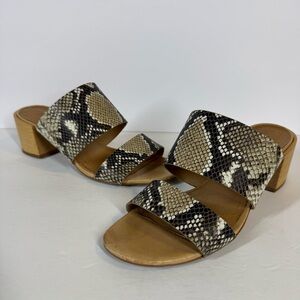 Madewell Kiera Mule Sandal In Snake Embossed Leather Block Heel Slip On Size 8.5